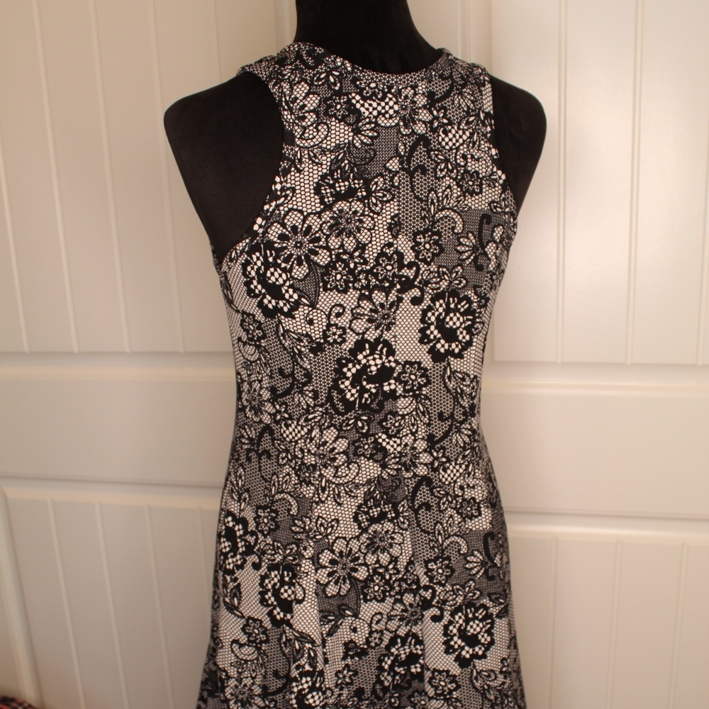 Cute black/silver Sleeveless Midi Dress